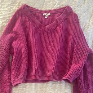 BP Women's V-Neck Sweater in Vibrant Pink